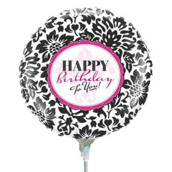 Folienballon luftgefüllt Happy Birthday Elegant Damask